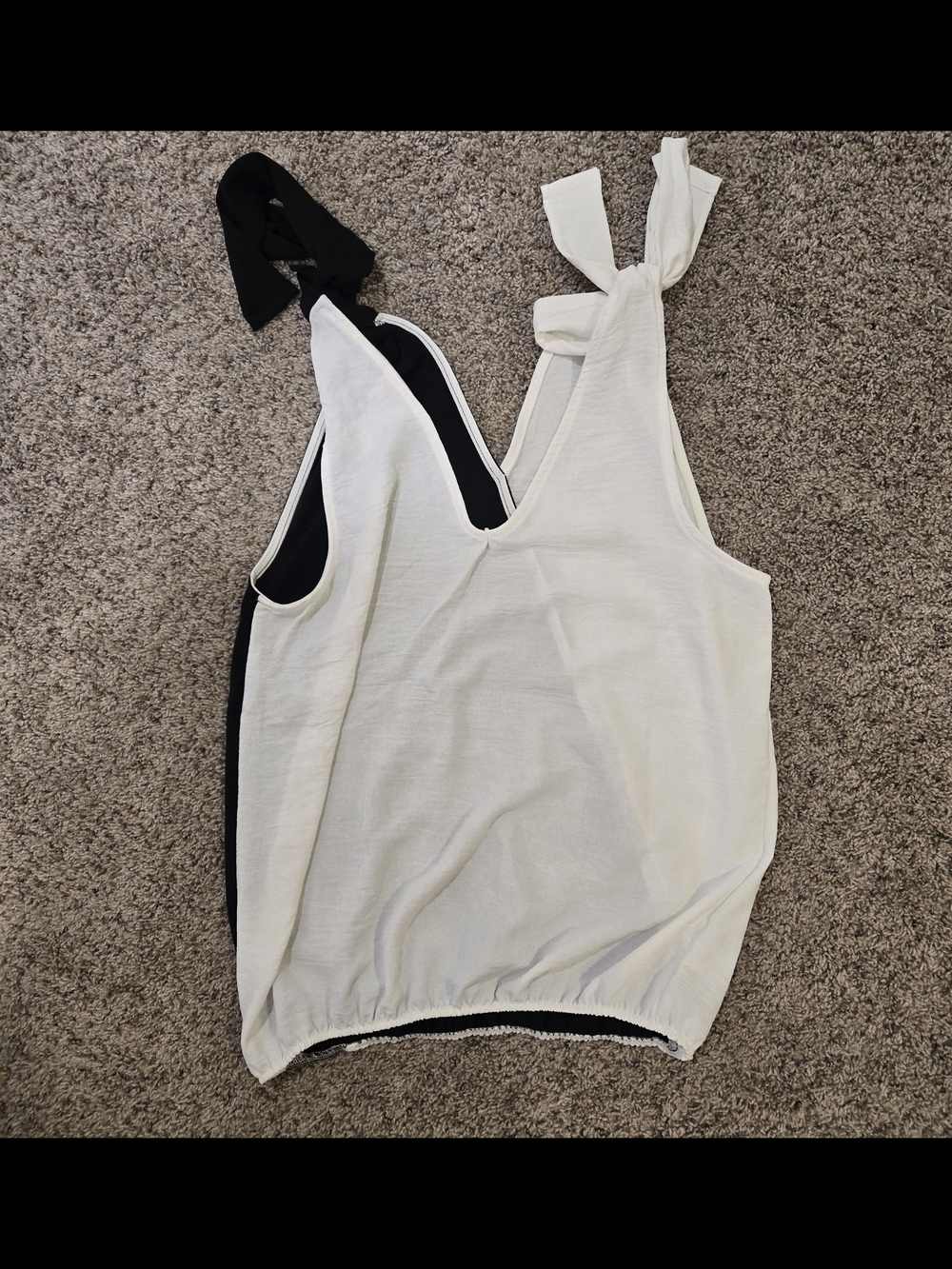 BiBi Black & White Halter Tie-Neck Tank Top - Picture 6 of 8